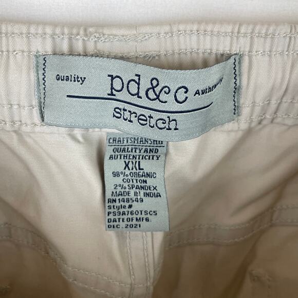 PD&C Men's Stretch Twill Slim Fit Comfort Stretch Khaki Chino Shorts Size XXL - Picture 4 of 6